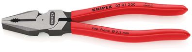 KNIPEX Kraft-Kombizange 200 mm schwarz atramentiert mit Kunststoff ?berzogen poliert