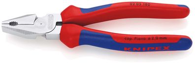 KNIPEX Kraft-Kombizange 180 mm verchromt mit Mehrkomponenten-Hüllen SB-Karte/Blister