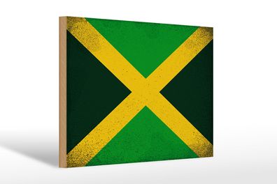 Holzschild Flagge Jamaika 30x20 cm Flag of Jamaica Vintage Schild wooden sign