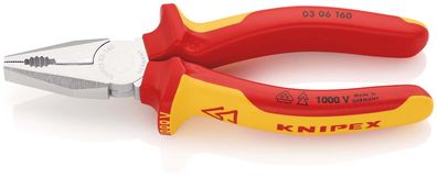 KNIPEX Kombizange 160 mm verchromt isoliert mit Mehrkomponenten-Hüllen, VDE-geprüft S