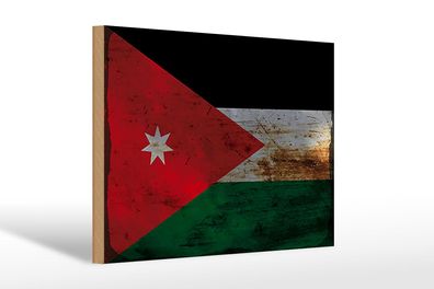 Holzschild Flagge Jordanien 30x20 cm Flag of Jordan Rost Deko Schild wooden sign