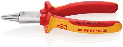 KNIPEX Rundzange 160 mm verchromt isoliert mit Mehrkomponenten-Hüllen, VDE-geprüft SB