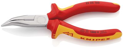 KNIPEX Flachrundzange mit Schneide (Radiozange) 160 mm verchromt isoliert mit Mehrkom