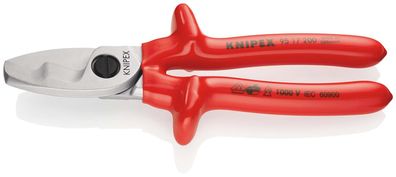 KNIPEX Kabelschere mit Doppelschneide 200 mm verchromt isoliert mit Mehrkomponenten-H