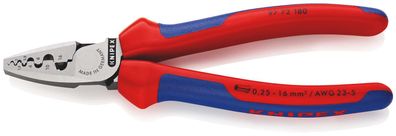 KNIPEX Crimpzange für Aderendhülsen 180 mm mit Mehrkomponenten-Hüllen poliert SB-Kart