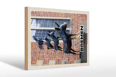 Holzschild Städte Deutschland Bremer Stadtmusikanten20x30 cm Schild wooden sign
