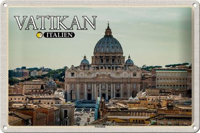 Blechschild Reise Vatikan Italien Petersdom Papst 30x20 cm Deko Schild tin sign