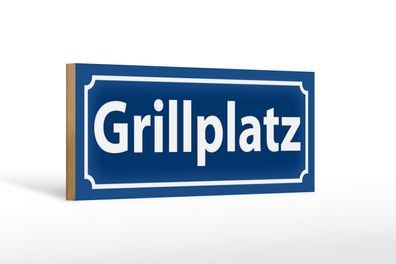 Holzschild Grillplatz 27x10 cm BBQ Grill Grillen Garten Deko Schild wooden sign