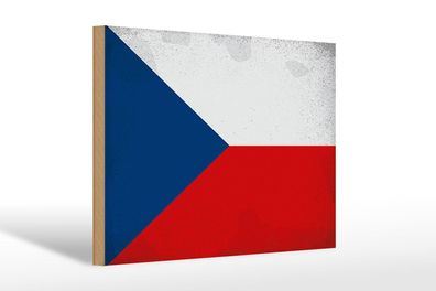 Holzschild Flagge Tschechien 30x20cm Czech Republic Vintag Schild wooden sign