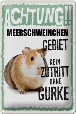 Blechschild Spruch 20x30cm Achtung Meerschweinchen Geschenk Deko Schild tin sign
