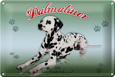 Blechschild Hund 30x20 cm Dalmatiner 1769 Frankreich Deko Schild tin sign