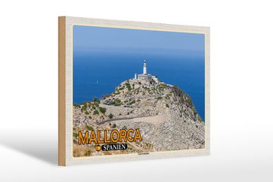 Holzschild Reise 30x20 cm Mallorca Spanien Cap Formentor Halbinsel wooden sign