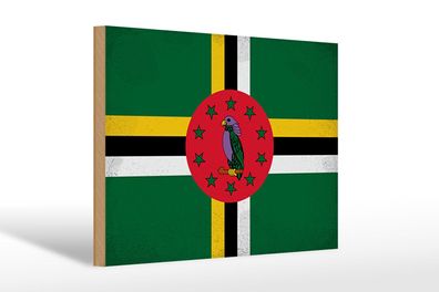 Holzschild Flagge Dominica 30x20 cm Flag of Dominica Vintage Schild wooden sign