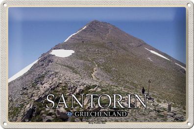 Blechschild Reise 30x20 cm Santorin Griechenland Berg Profitis Ilias tin sign