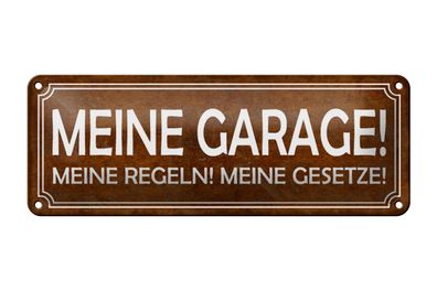 Blechschild Spruch 27x10 cm Meine Garage Regeln Gesetze Deko Schild tin sign