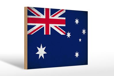 Holzschild Flagge Australien 30x20 cm Australia Vintage Deko Schild wooden sign