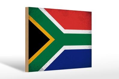 Holzschild Flagge Südafrika 30x20cm South Africa Vintage Deko Schild wooden sign