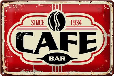 Blechschild Retro 30x20cm Cafe bar Kaffee since 1934 Metall Deko Schild tin sign