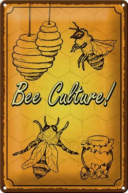 Blechschild Spruch 20x30 cm Bee culture Biene Honig Imkerei Deko Schild tin sign