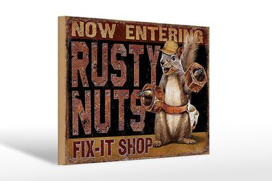 Holzschild Spruch 30x20 cm Fix-it Shop rusty nuts Garage Deko Schild wooden sign