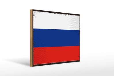 Holzschild Flagge Russlands 40x30 cm Retro Flag of Russia Schild wooden sign
