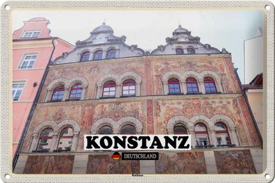 Blechschild Städte Konstanz Rathaus Architektur Deko 30x20 cm Schild tin sign