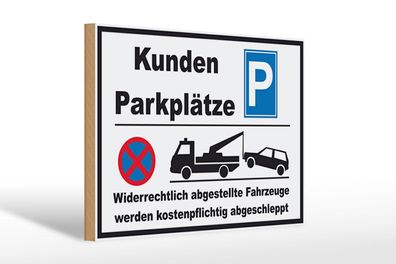 Holzschild Parken 30x20 cm Parkplatz Kunden widerrechtlich Deko Schild wooden sign