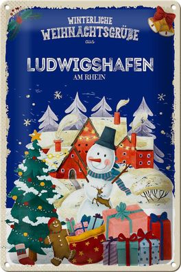 Blechschild Weihnachtsgrüße aus Ludwigshafen AM RHEIN Deko tin sign 20x30 cm