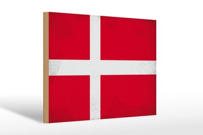 Holzschild Flagge Dänemark 30x20cm Flag of Denmark Vintage Schild wooden sign