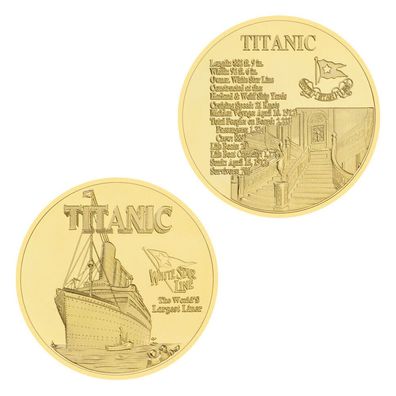 Große RMS Titanic Medaille White Star Line vergoldet (Med503)