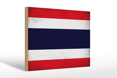 Holzschild Flagge Thailand 30x20cm Flag Thailand Vintage Deko Schild wooden sign