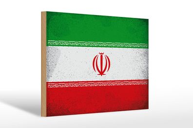 Holzschild Flagge Iran 30x20 cm Flag of iran Vintage Deko Schild wooden sign