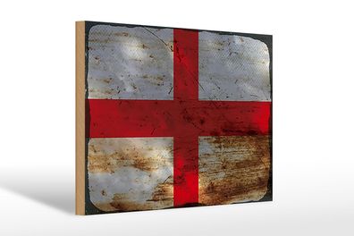 Holzschild Flagge England 30x20 cm Flag of England Rost Deko Schild wooden sign