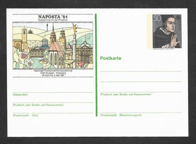 Ganzsache BRD Sonderpostkarte Naposta ´81 Stuttgart postfrisch Pso 6