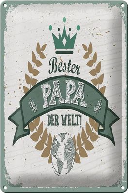 Blechschild Spruch Bester Papa der Welt 20x30 cm Geschenk Deko Schild tin sign