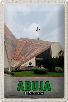 Blechschild Reise 20x30 cm Abuja Nigeria Nationalkirche Deko Schild tin sign
