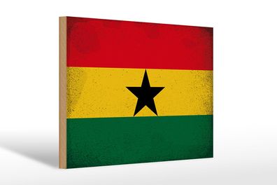 Holzschild Flagge Ghana 30x20 cm Flag of Ghana Vintage Deko Schild wooden sign