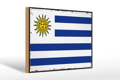 Holzschild Flagge Uruguays 30x20cm Retro Flag of Uruguay Deko Schild wooden sign