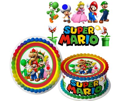 Essbar Super Mario Luigi Prinzessin Torte Tortenbild Fototorte Zuckerbild Geburstag8