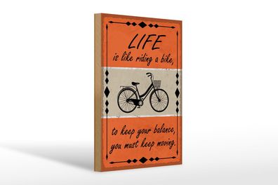 Holzschild Spruch 20x30 cm Life is like riding a bike Holz Schild wooden sign