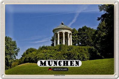Blechschild Städte München Englischer Garten 30x20 cm Geschenk Schild tin sign