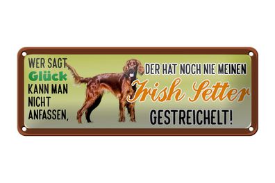 Blechschild Spruch 27x10 cm Irish Setter Hund gestreichelt Deko Schild tin sign