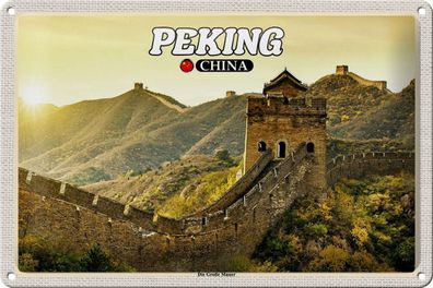 Blechschild Reise 30x20 cm Peking China Die Große Mauer Deko Schild tin sign