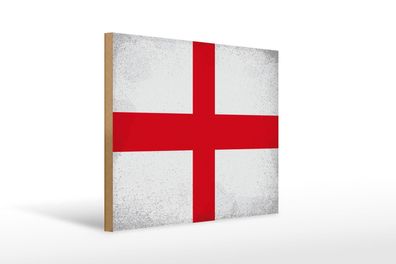 Holzschild Flagge England 40x30 cm Flag of England Vintage Schild wooden sign