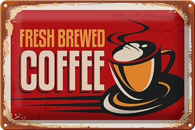 Blechschild Kaffee 30x20cm Retro Coffee fresh brewed Metall Deko Schild tin sign