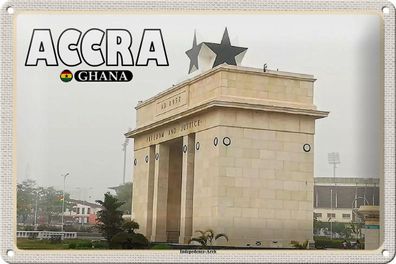 Blechschild Reise 30x20cm Accra Ghana Independence-Arch Deko Schild tin sign