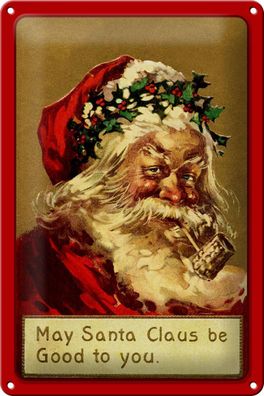 Blechschild Weihnachten Christmas Santa Claus lustig 20x30 cm Schild tin sign