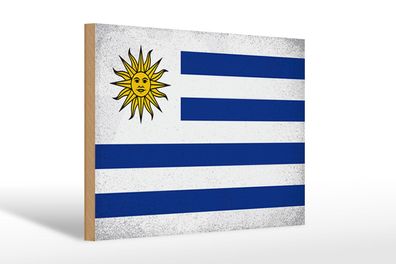Holzschild Flagge Uruguay 30x20 cm Flag of Uruguay Vintage Schild wooden sign