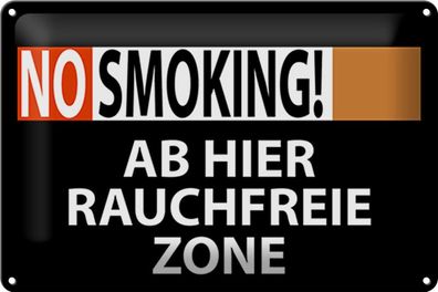 Blechschild Hinweis 30x20 cm No Smoking Rauchfreie Zone Deko Schild tin sign
