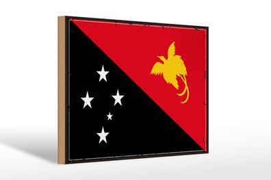 Holzschild Flagge Papua?Neuguinea 30x20cm Retro New Guinea Deko Schild wooden sign